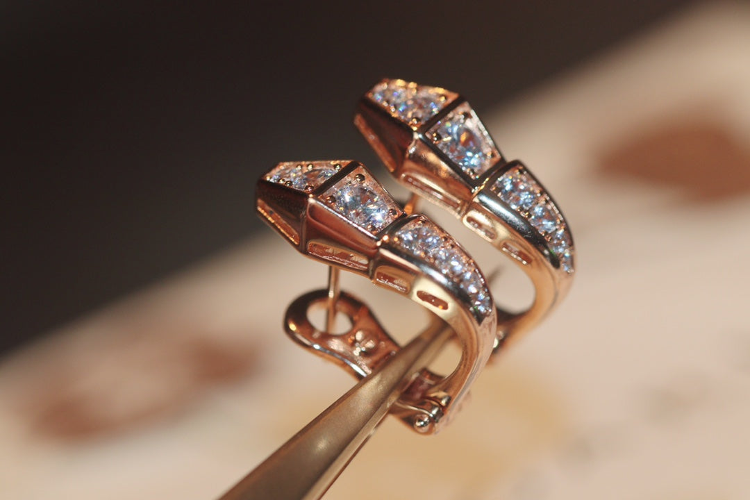 [⭐Luxery]SERPENT OHRRINGE AUS ROSÉGOLD MIT DIAMANTEN