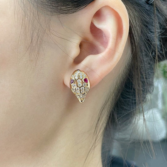 [⭐Luxery]サーペント ダイヤモンド スタッドピアス