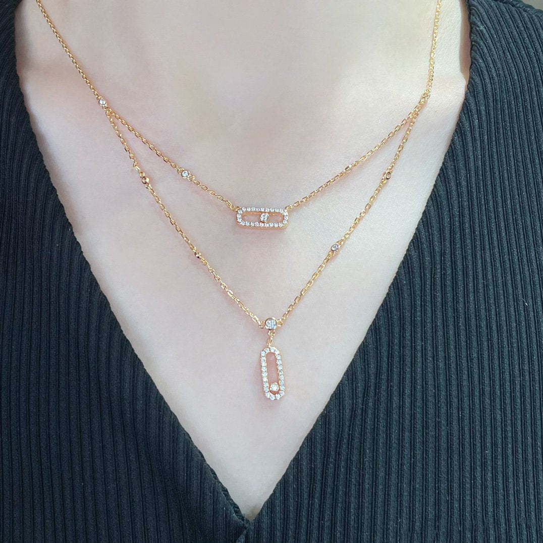 [Luxery]MOVE 2 ROW DIAMOND NECKLACE