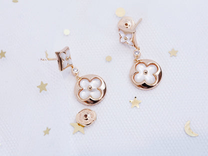 [Luxery]STAR AND SUN PINK GOLD MOP DROP EARRINGS