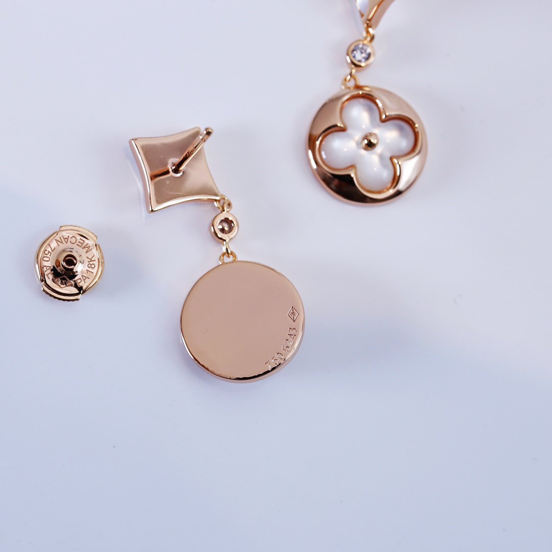 [Luxery]STAR AND SUN PINK GOLD MOP DROP EARRINGS