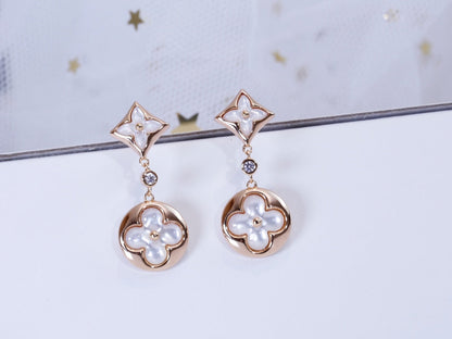 [Luxery]STAR AND SUN PINK GOLD MOP DROP EARRINGS