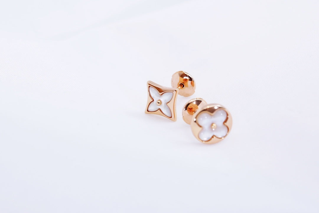 [Luxery]STAR AND SUN PINK GOLD MOP STUD EARRINGS