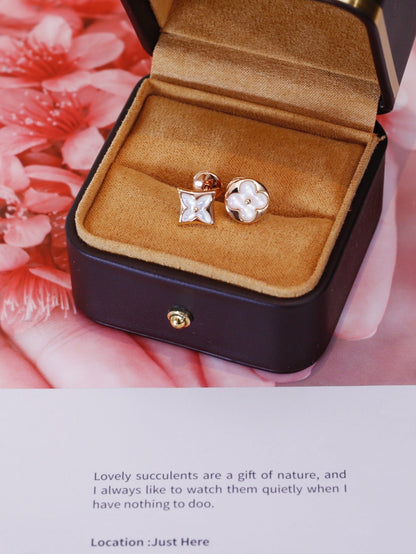 [Luxery]STAR AND SUN PINK GOLD MOP STUD EARRINGS