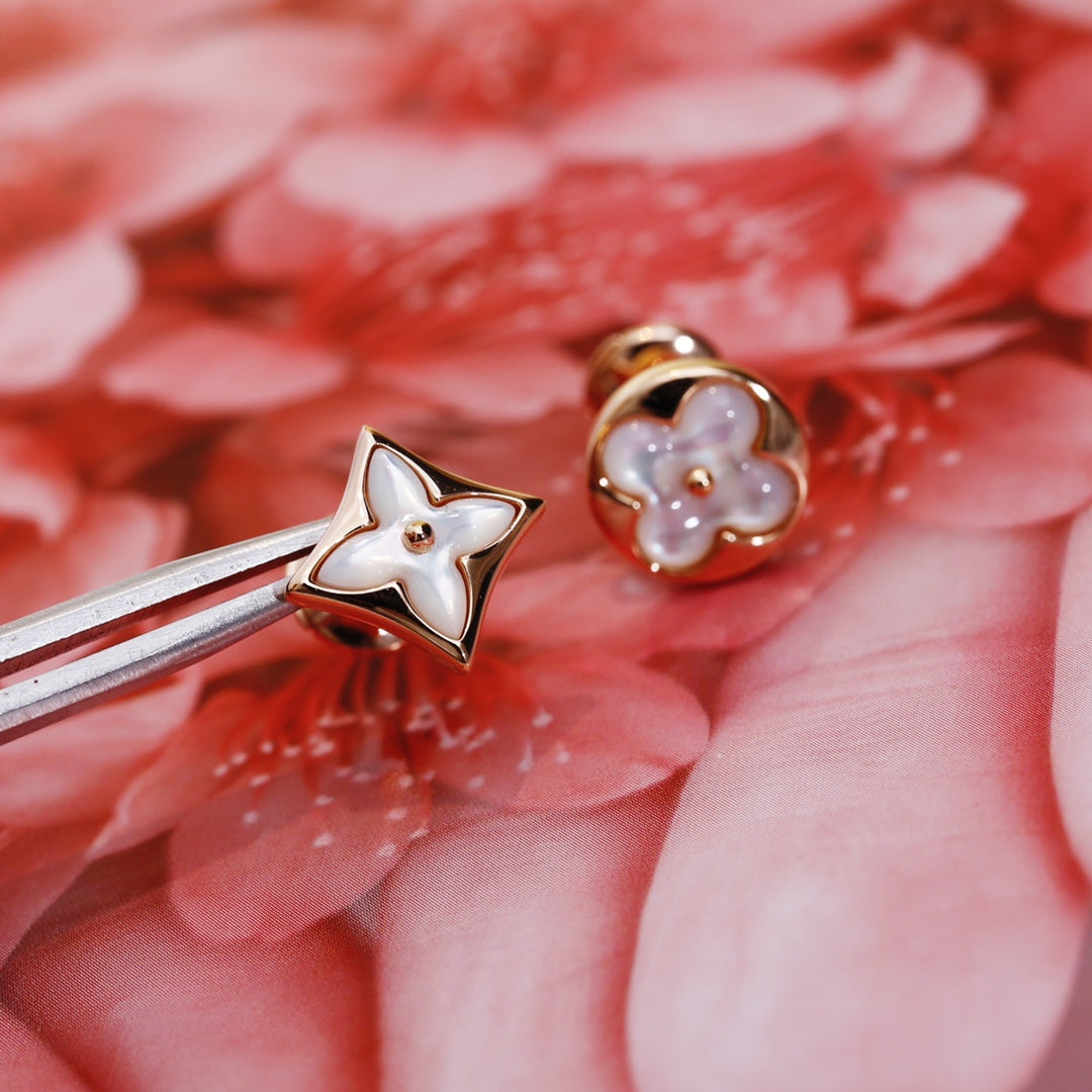 [Luxery]STAR AND SUN PINK GOLD MOP STUD EARRINGS