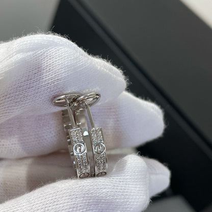 [Luxery]LOVE DIAMOND SILVER HOOP EARRINGS