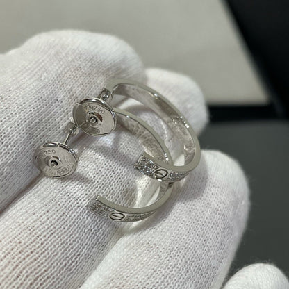 [Luxery]LOVE DIAMOND SILVER HOOP EARRINGS