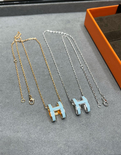[Luxery]POP H SKY BLUE NECKLACE