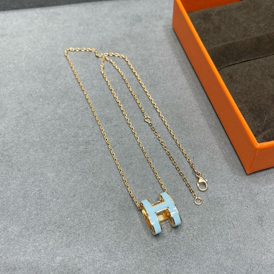 [Luxery]POP H SKY BLUE NECKLACE