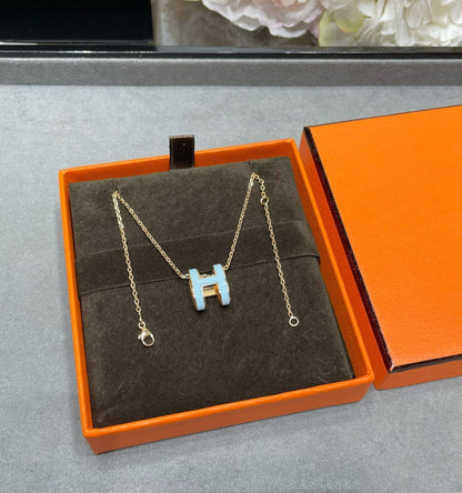 [Luxery]POP H SKY BLUE NECKLACE