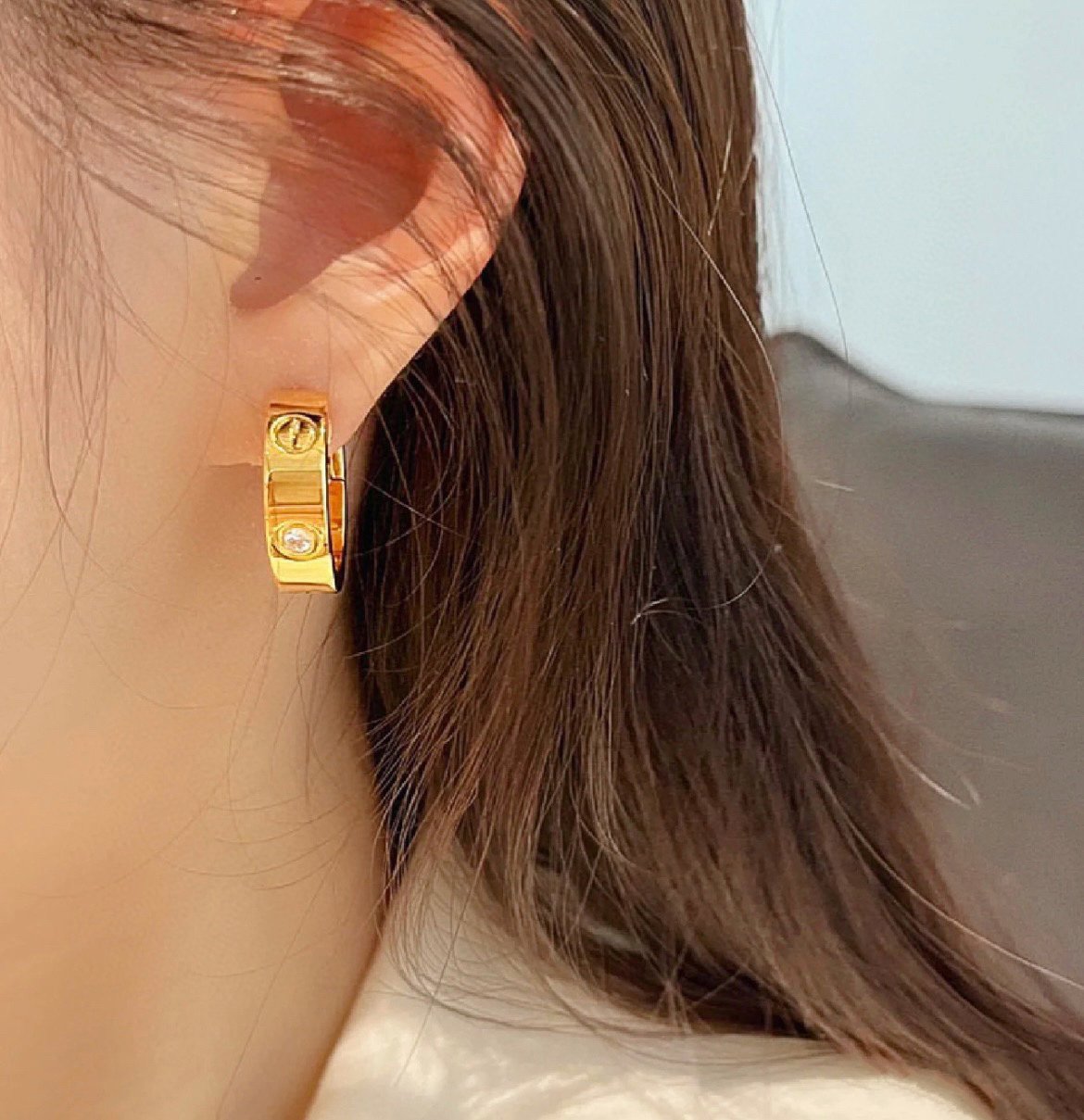 [Luxery]LOVE 5.5MM 1 DIAMOND EARRINGS