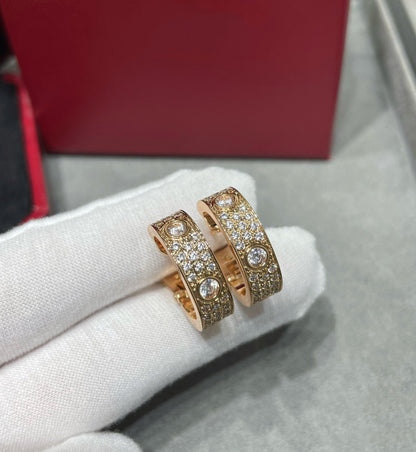 [Luxery]LOVE 5.5MM DIAMOND PAVED EARRINGS