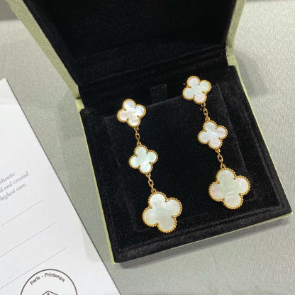[Luxery]CLOVER MOP 3 MOTIFS GOLD EARRINGS