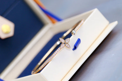 [Luxery]IDYLLE PINK GOLD OPEN BRACELET DIAMOND PAVED