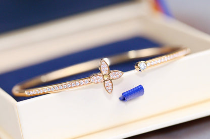 [Luxery]IDYLLE PINK GOLD OPEN BRACELET DIAMOND PAVED