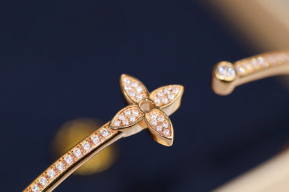 [Luxery]IDYLLE PINK GOLD OPEN BRACELET DIAMOND PAVED