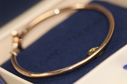 [Luxery]IDYLLE PINK GOLD OPEN BRACELET DIAMOND PAVED
