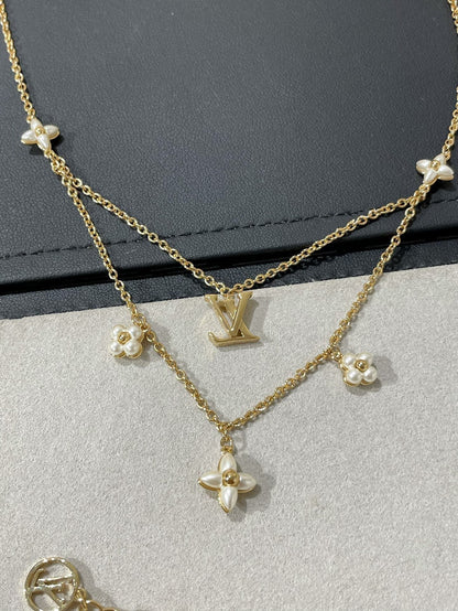 [Luxery]FLOWERGRAM GOLD MOP DOUBLE ROW NECKLACE