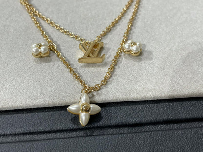 [Luxery]FLOWERGRAM GOLD MOP DOUBLE ROW NECKLACE