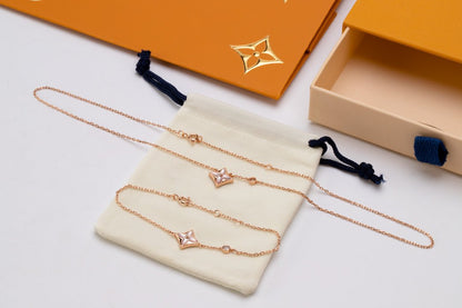 [Luxery]STAR PINK MOP 1 DIAMOND PINK GOLD NECKLACE