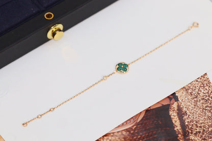 [Luxery]STAR AND SUN 4 MOTIF PINK GOLD MALACHITE BRACELET