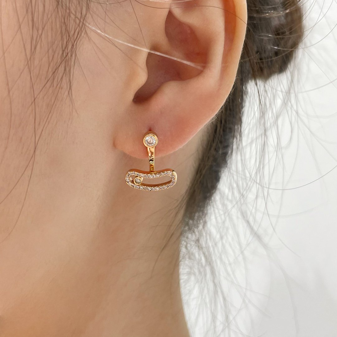 [Luxery]MOVE UNO PINK GOLD DIAMOND EARRINGS