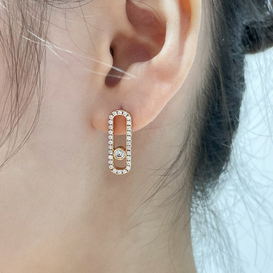 [Luxery]MOVE UNO STUD DIAMOND PAVED EARRINGS