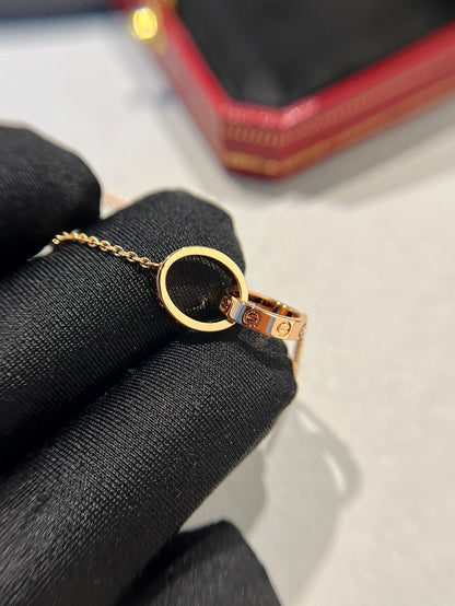 [Luxery]LOVE NECKLACE DOUBLE RING PINK GOLD