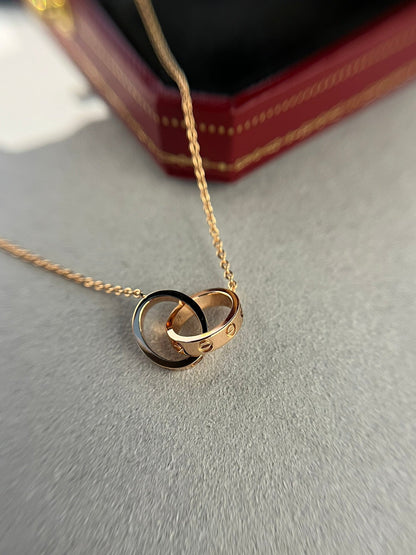 [Luxery]LOVE NECKLACE DOUBLE RING PINK GOLD
