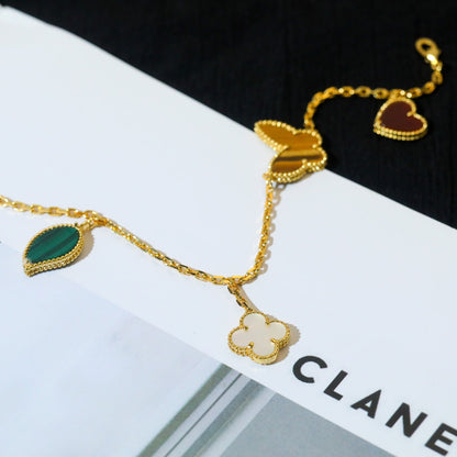 [Luxery]LUCKY SPRING 5 MOTIF GOLD BRACELET
