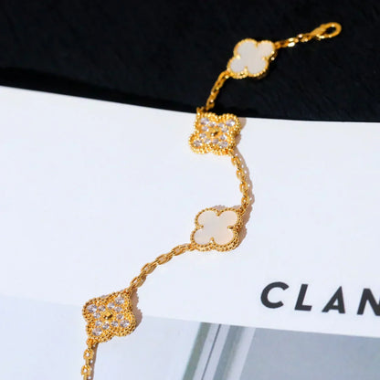 [Luxery]CLOVER WHITE PEARL MOP 5 MOTIF BRACELET COLLECTION