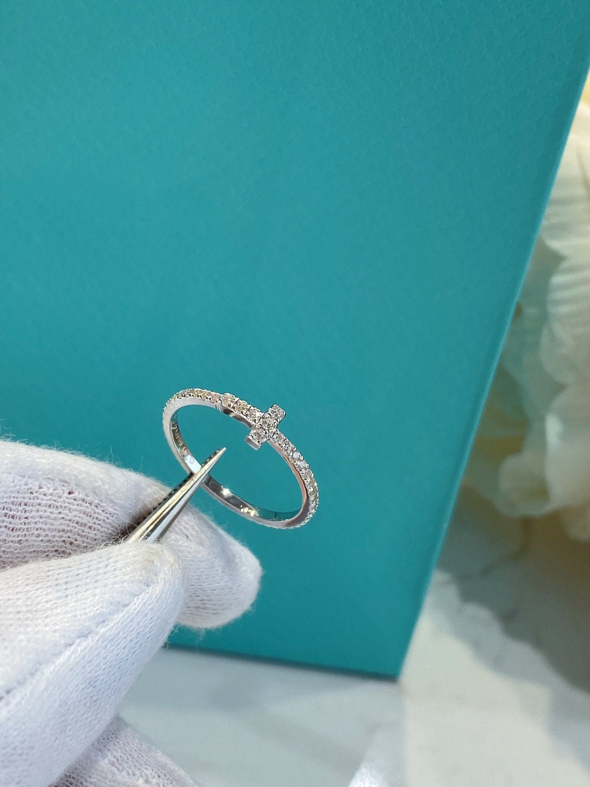 [⭐Luxery Jewels]T SMALL RING DIAMOND SILVER