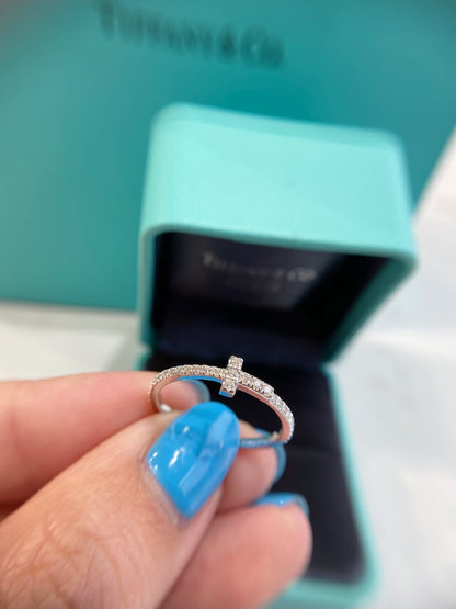 [⭐Luxery Jewels]T SMALL RING DIAMOND SILVER