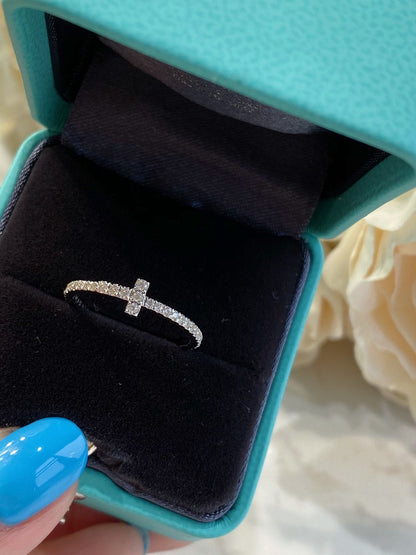 [⭐Luxery Jewels]T SMALL RING DIAMOND SILVER