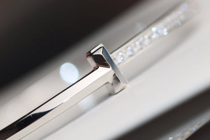 [⭐Luxery Jewels]NARROW T1 HINGED BANGLE DIAMOND SILVER