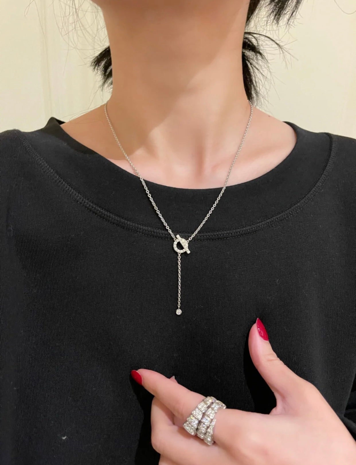 [Luxery]FINESSE SILVER DIAMOND NECKLACE