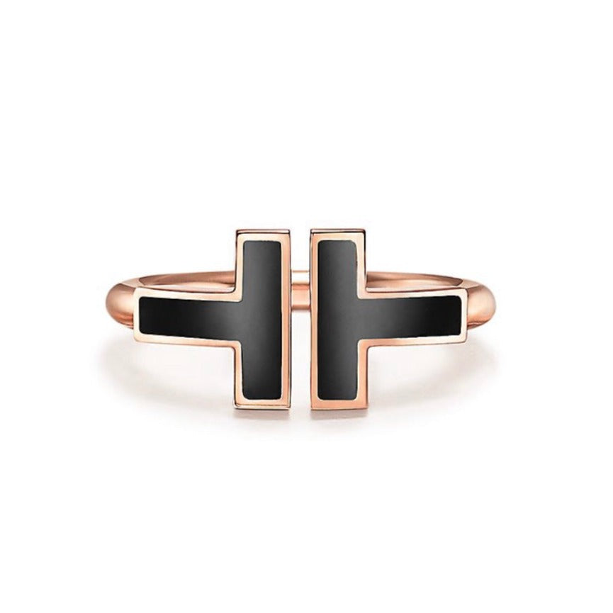 [⭐Luxery Jewels]T SMALL ONYX PINK GOLD RING