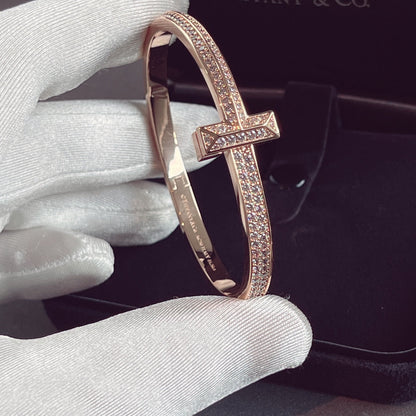 [⭐Luxery Jewels]T1 WIDE HINGED BANGLE DIAMOND PAVED BRACELET