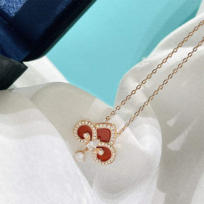 [⭐Luxery Jewels]FLEUR DE LIS ROSÉGOLD DIAMANT-HALSKETTE