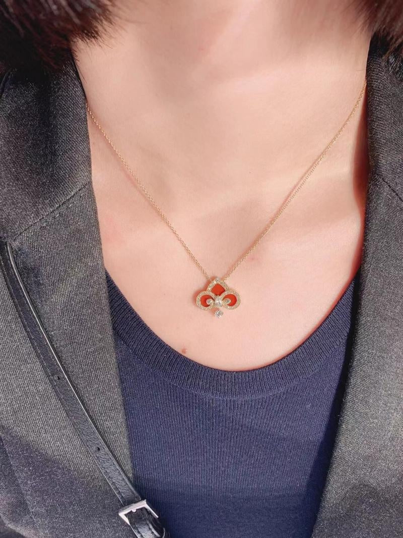 [⭐Luxery Jewels]FLEUR DE LIS ROSÉGOLD DIAMANT-HALSKETTE