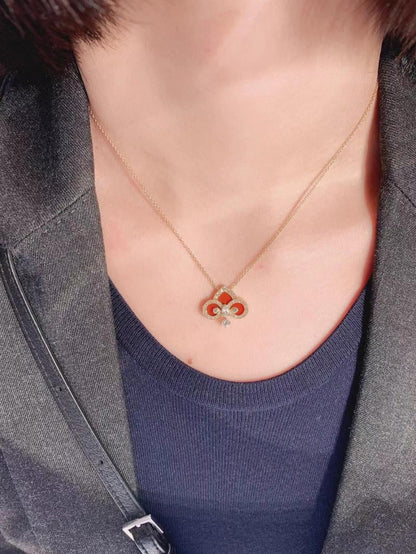 [⭐Luxery Jewels]FLEUR DE LIS ROSÉGOLD DIAMANT-HALSKETTE