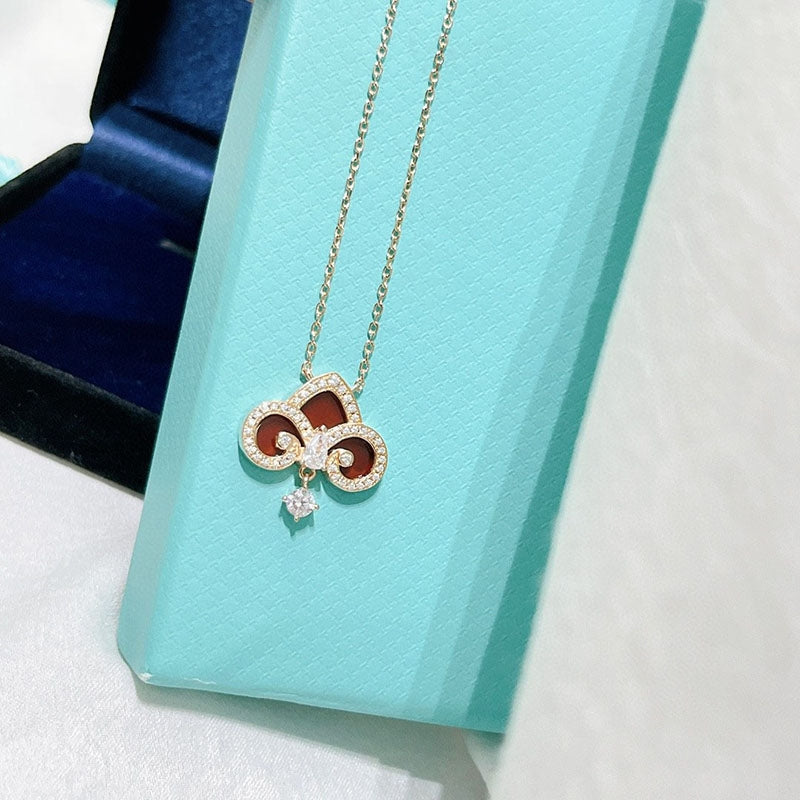 [⭐Luxery Jewels]FLEUR DE LIS ROSÉGOLD DIAMANT-HALSKETTE