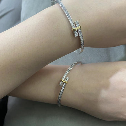 [⭐Luxery Jewels]EDGE DIAMOND GOLD SILVER BRACELET