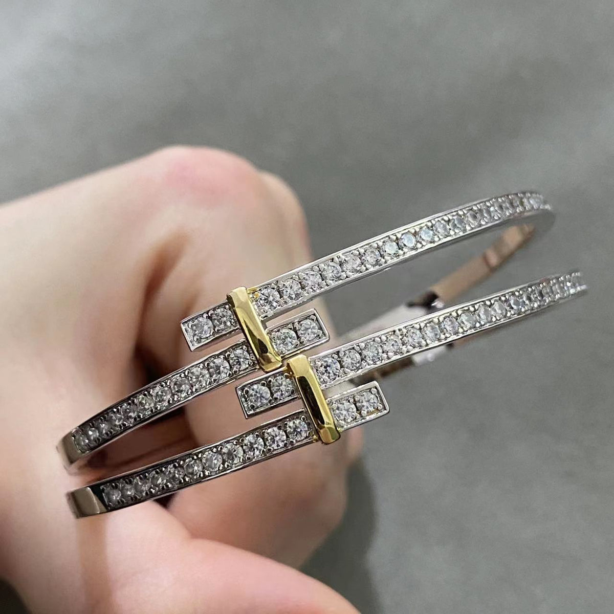 [⭐Luxery Jewels]EDGE DIAMOND GOLD SILVER BRACELET