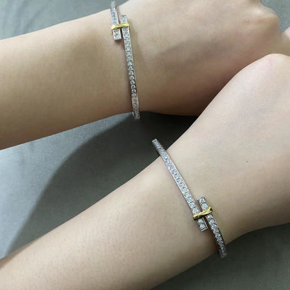 [⭐Luxery Jewels]EDGE DIAMOND GOLD SILVER BRACELET