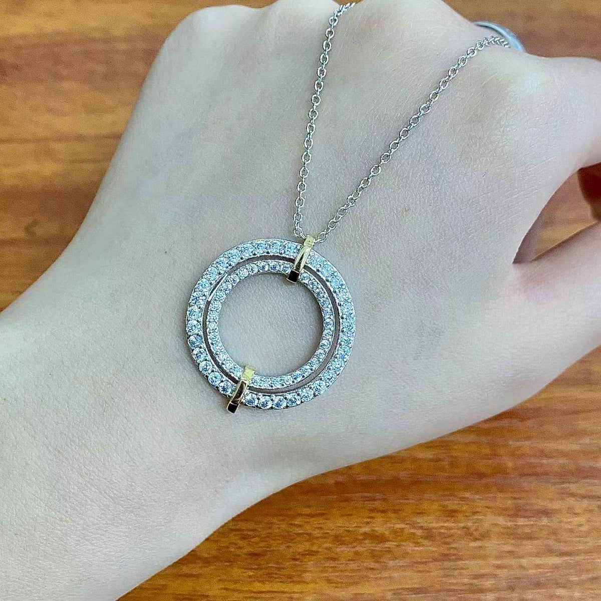 [⭐Luxery Jewels]EDGE DIAMOND GOLD SILVER NECKLACE