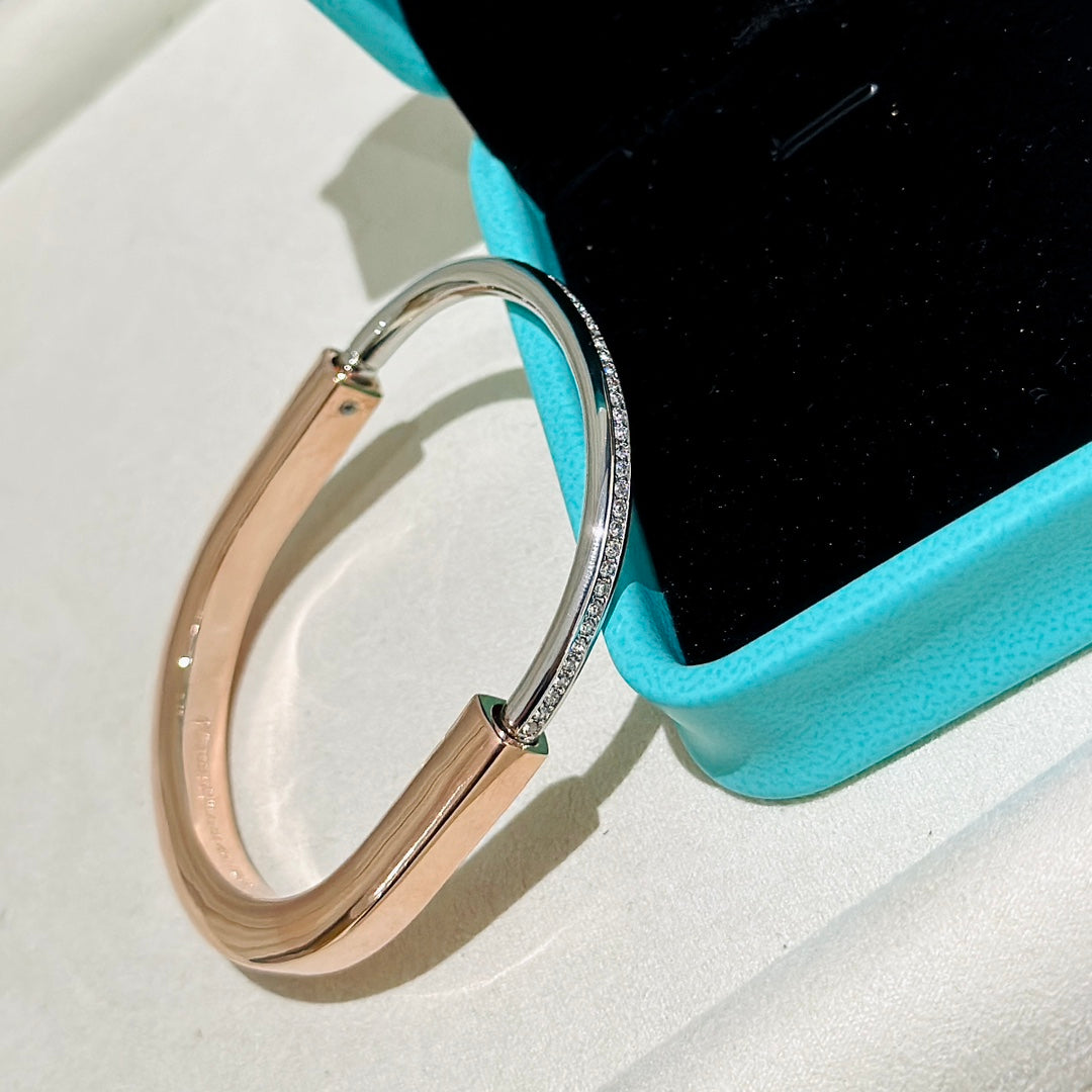[⭐Luxery Jewels]LOCK PINK GOLD SILVER DIAMOND BRACELET