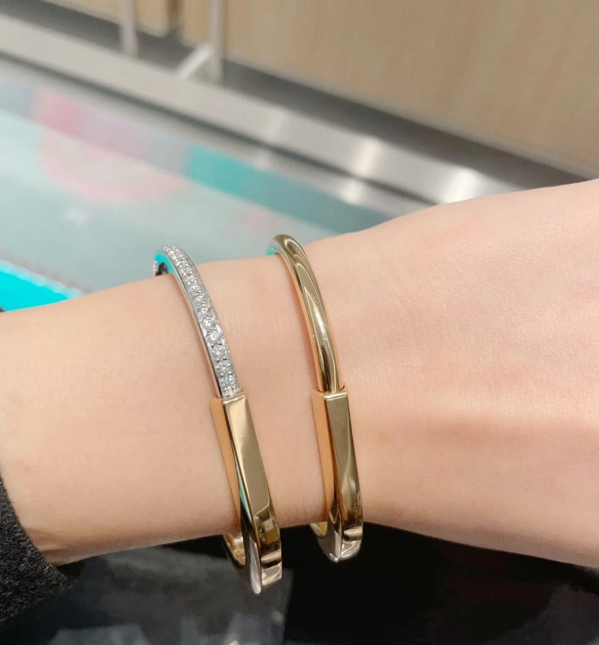 [⭐Luxery Jewels]LOCK PINK GOLD SILVER DIAMOND BRACELET