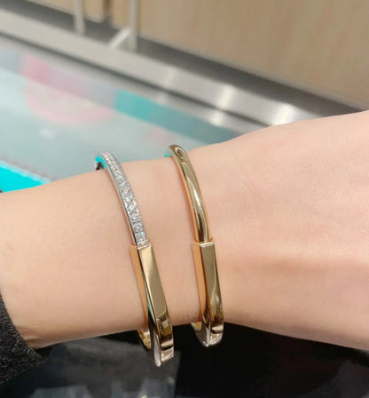 [⭐Luxery Jewels]LOCK PINK GOLD SILVER DIAMOND BRACELET