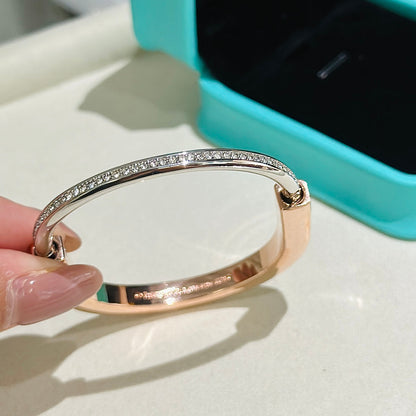 [⭐Luxery Jewels]LOCK PINK GOLD SILVER DIAMOND BRACELET